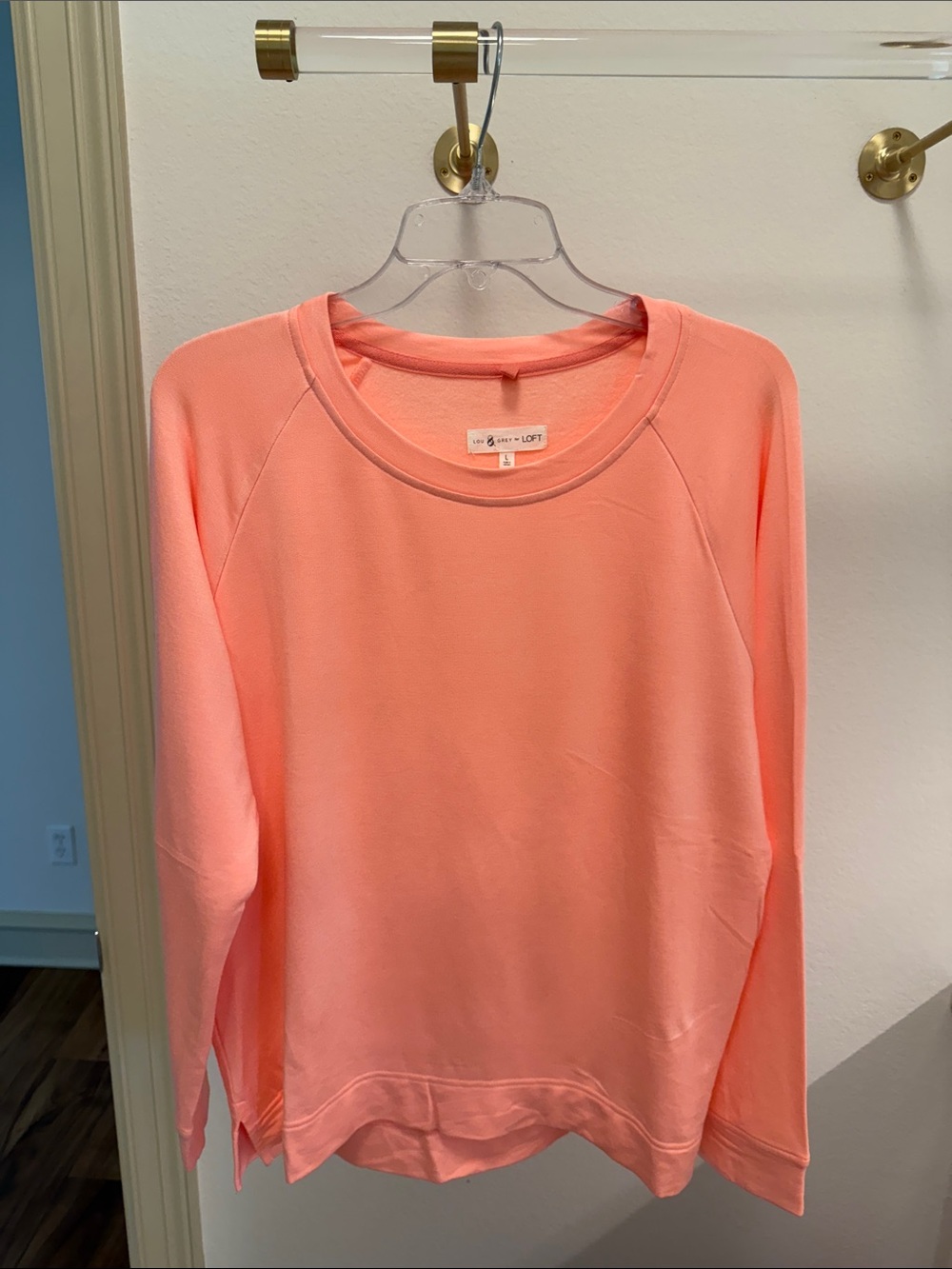 Lou & Grey Coral Pink Lightweight Crew Pullover Sweatshirt
